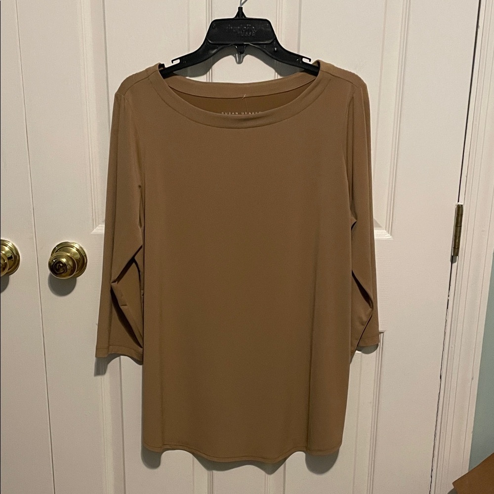 ❤️Susan Graver Essentials Camel Long Sleeve Tee